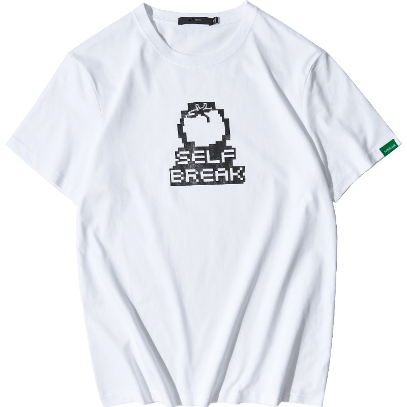 黑鲸区区小柿印花短袖T恤男2019夏季基础短t男CNTBJ29474A