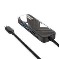 联想 EH05 分线器 Type-C转HDMI+USB3.0*2+读卡器 扩展坞 黑色