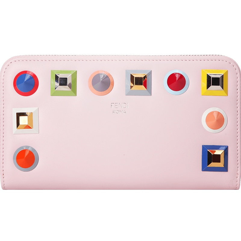 FENDI/芬迪 女钱包多彩双色彩虹铆钉长款拉链钱夹 8M0299