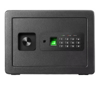 得力保险柜 可入墙入柜存储保管箱 指纹密码家用小型保险箱 黑色33559
