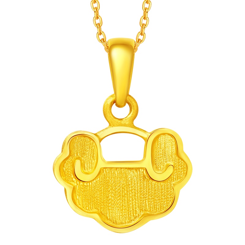 周大福珠宝首饰纳福锁包祥云金锁足金黄金吊坠计价(工费48元)F217483