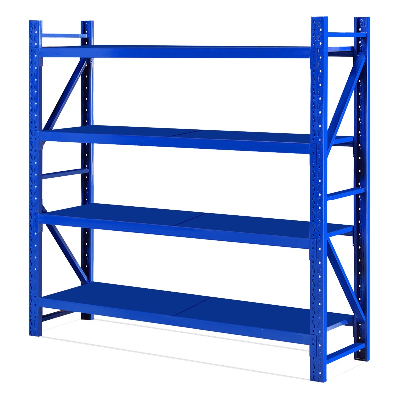 臻远轻型仓储货架置物架仓库铁架子地下室货架~蓝色四层主架150*60*200