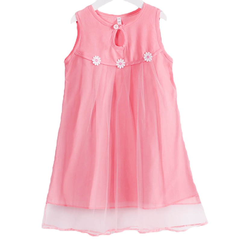 2019新款夏款连衣裙女童公主裙夏装纯色网纱连衣裙夏季背心裙可爱女童裙