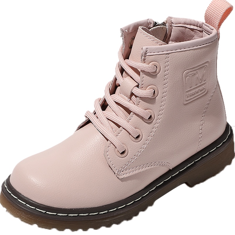 天美意(Teenmix)童鞋儿童英伦马丁靴2020秋冬新品大童中筒靴加绒保暖女童靴DX0517x