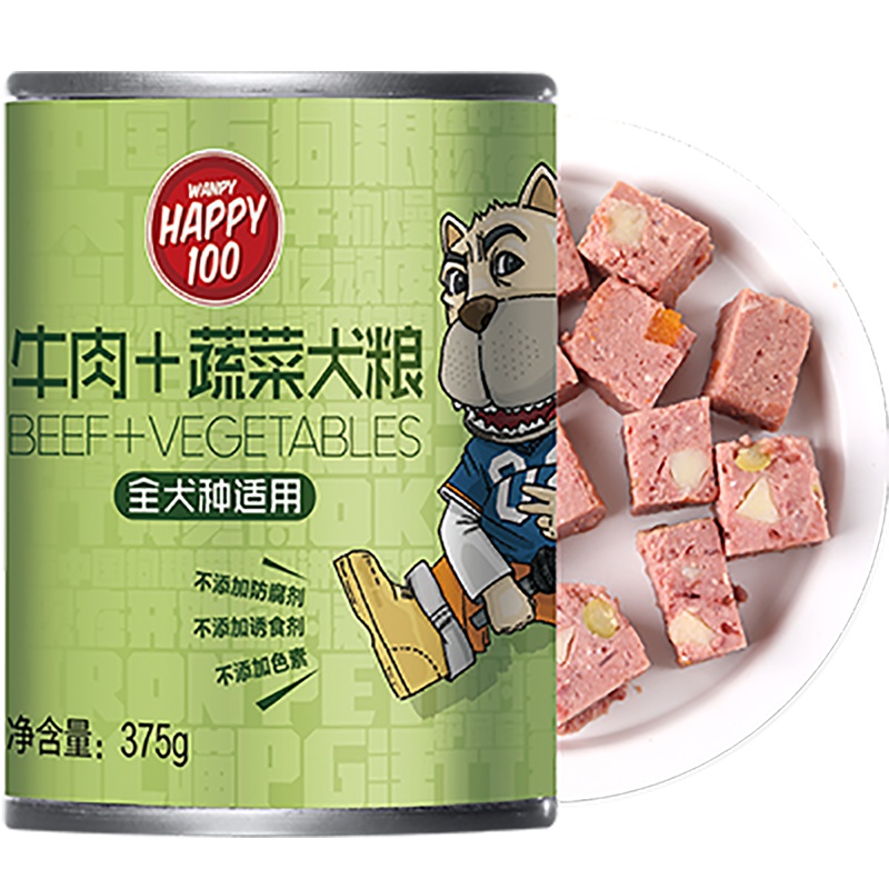 Wanpy顽皮狗罐头犬用牛肉罐头375g狗湿粮狗狗罐头零食拌饭