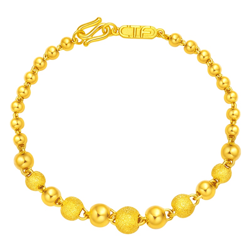 周大福珠宝首饰光沙珠串足金黄金手链计价（工费168元）F157031