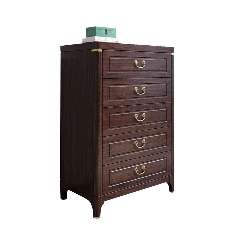 月影梳桐新中式实木五斗柜紫金檀木红木客厅家具五抽屉大容量储物柜子