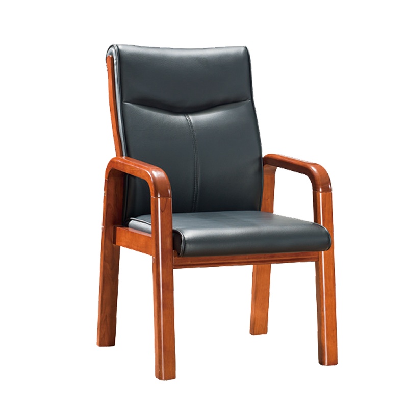 优百丽 SH-356 橡胶木椅 办公家具 办公椅 皮艺老板椅 实木四脚椅 电脑椅会议椅 皮料色彩可定制