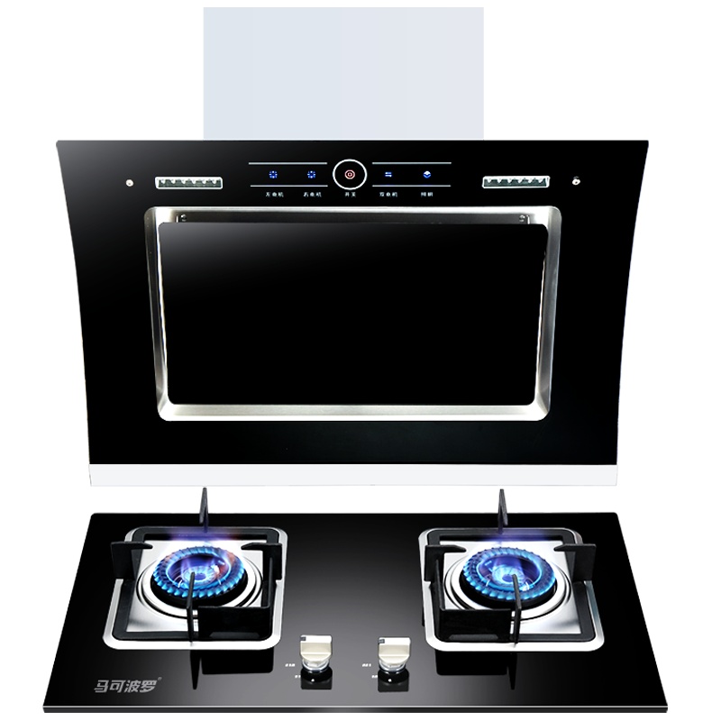 马可波罗 侧吸式烟灶套装22立方大吸力智能触控易清洁4.5KW一级能效猛火灶200-02+A3(340)天然气