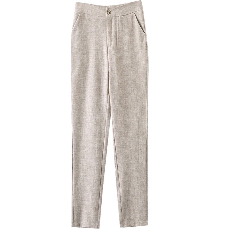 晚白2021春季新品职业百搭简约修身显瘦高腰常规西裤休闲裤长裤女