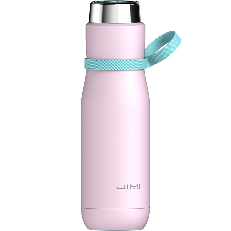 JIMI吉米有品S1 Pro+甜蜜粉 450ML 智能水杯水质监测提醒喝水显示温度可爱少女便携不锈钢杯子保温杯女学生简约