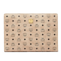 MCM 男女同款手拿包经典LOGO印花拉链公文包大号文件包情侣包 黑色MXZBSVI14BK001