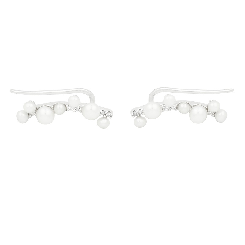 apm MONACO珍珠树枝耳环女士气质时尚耳挂925银耳饰AE12653XPL