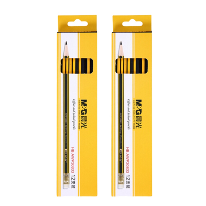 晨光(M&G)文具HB六角木杆铅笔 学生考试铅笔 美术素描绘图木质铅笔 12支/盒AWP30803