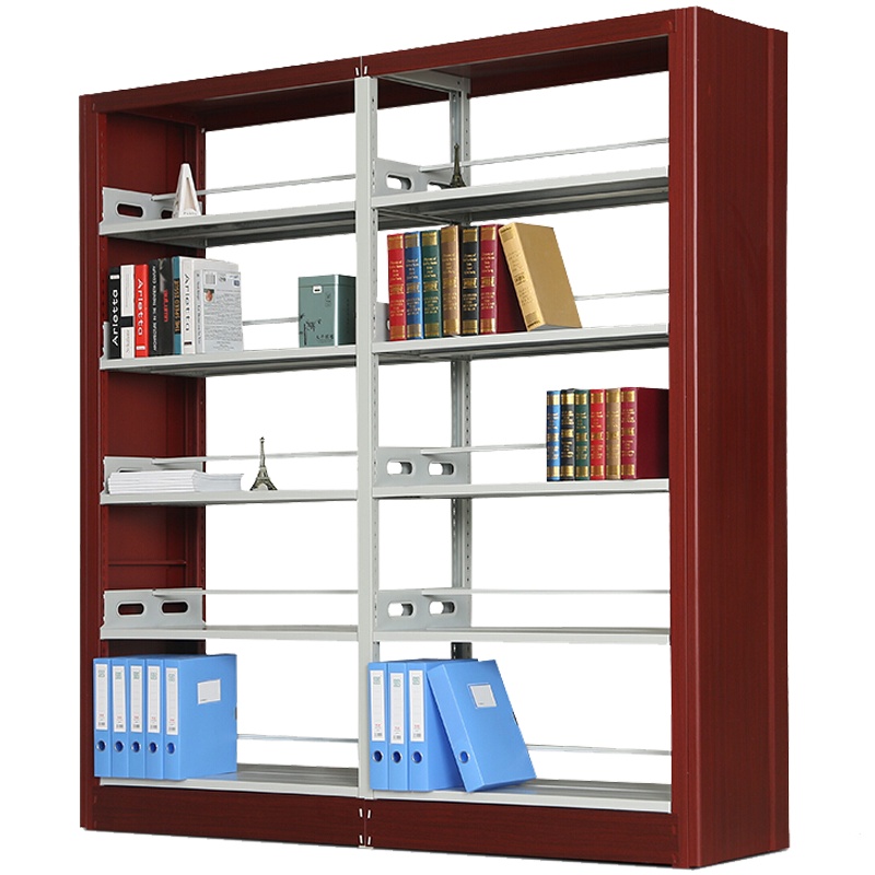 格具(GEJU)钢制转印书架学校图书馆书店书籍室阅览室双面书架资料架红色