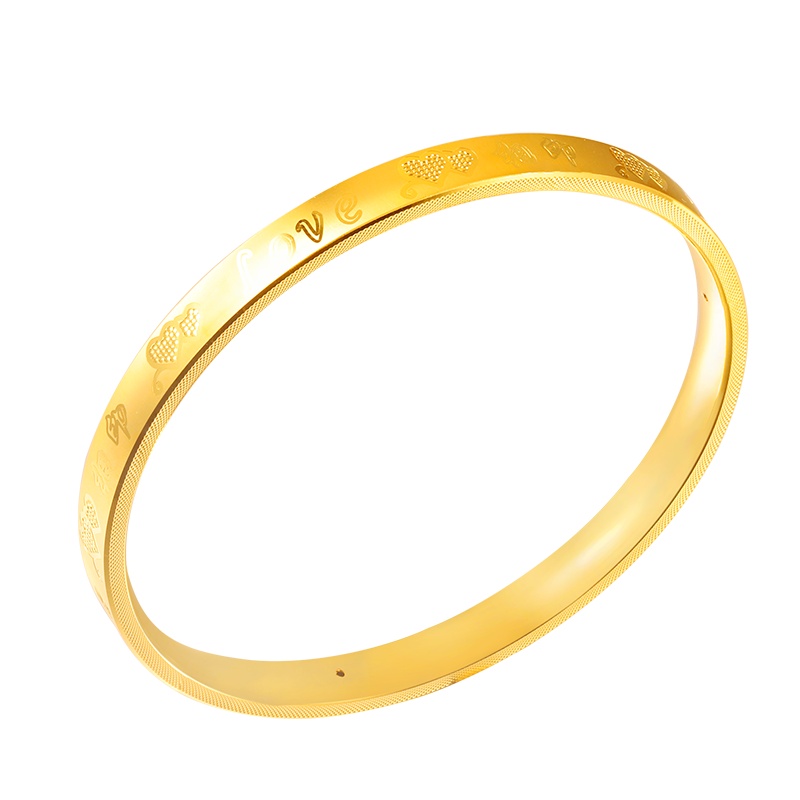 黄金码头5G足金LOVE爱相约手镯女黄金999镯子520情人节送爱人礼物