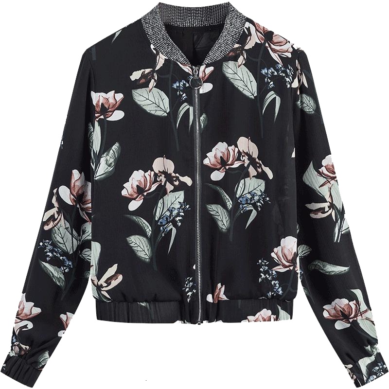 【热卖】2019早春新款外套女韩版宽松学生短款ins碎花复古长袖棒球服上衣20011718