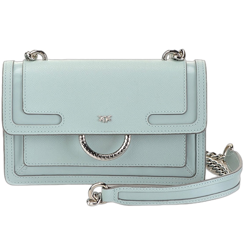 [直营]Pinko 品高 女士淡蓝色皮革单肩包斜挎包 1P21A7-Y5F4T68