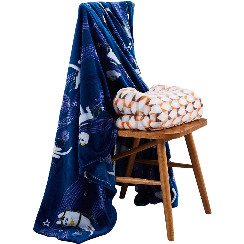 绎生活故宫联名款御猫星空印花毛毯印花法兰绒盖毯