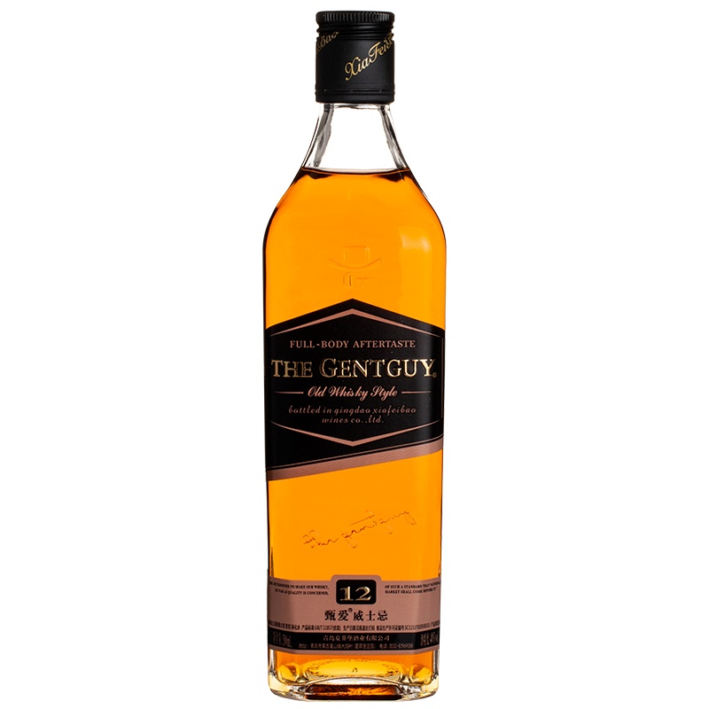 法国原酒进口威士忌甄爱（GENTGUY)40度黑标方瓶500mL单瓶洋酒烈酒鸡尾酒基酒