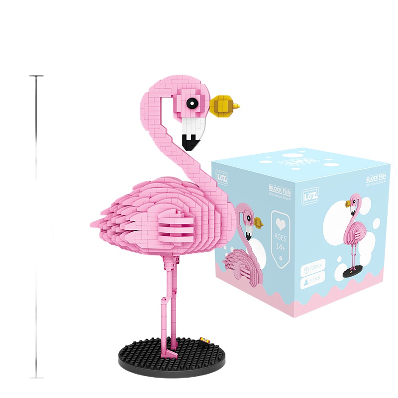 LOZ/俐智微颗粒拼插积木网红款卡通拼搭儿童玩具女孩14岁摆件饰品9205火烈鸟/730PCS