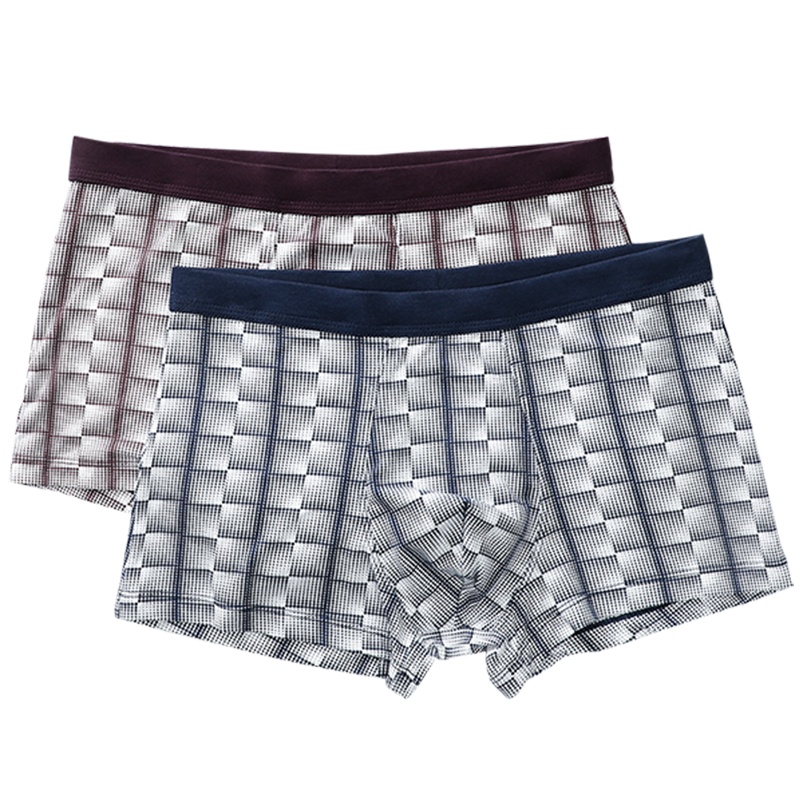 [商场同款]红豆居家内裤男中腰棉莫宽边腰型弹力舒适男士平角内裤两条装