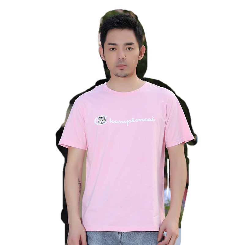Champion cat 冠军猫2019新款夏季短袖t恤男纯棉潮牌情侣装宽松圆领休闲女ins打底衫