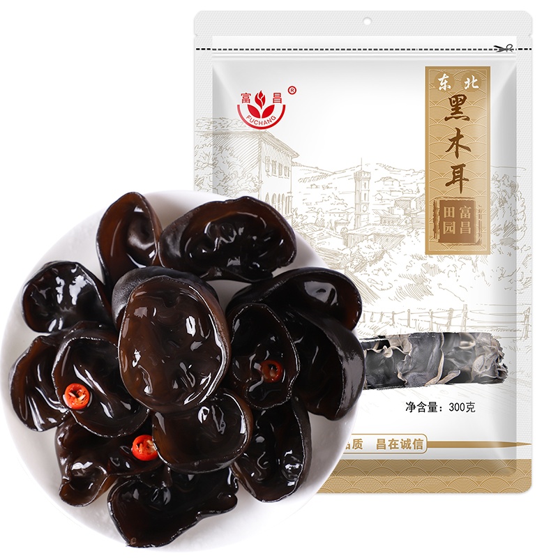 富昌 东北黑木耳300g 肉厚无根木耳