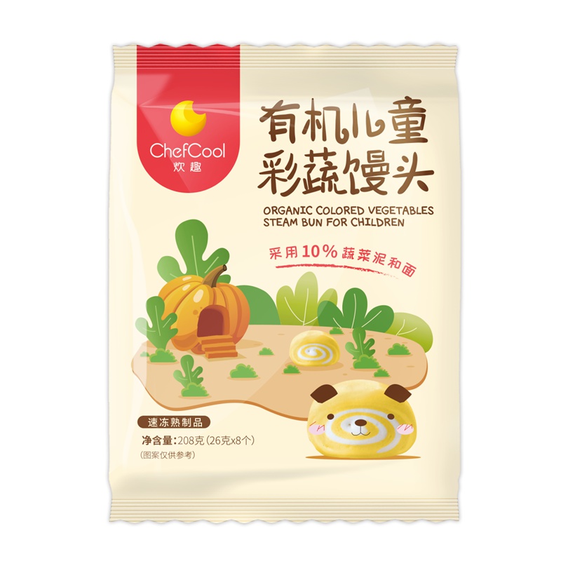 炊趣 有机儿童彩蔬馒头208g/8个 有机认证蔬菜馒头花卷面点 宝宝辅食主食放心营养早餐