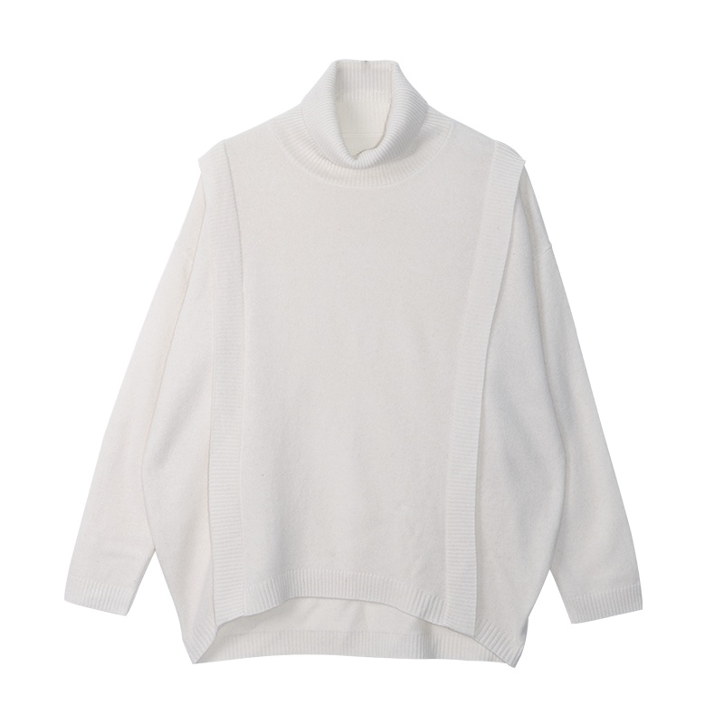 金菊秋冬新款毛衣两翻领纯色羊毛衫女