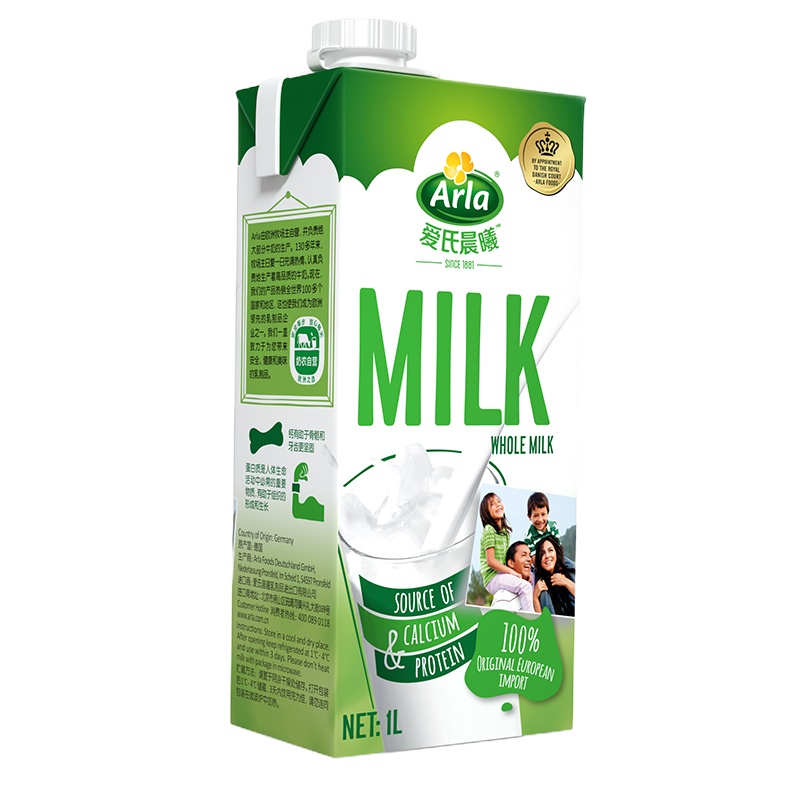 KDV Arla爱氏晨曦全脂纯牛奶1L*6盒整箱
