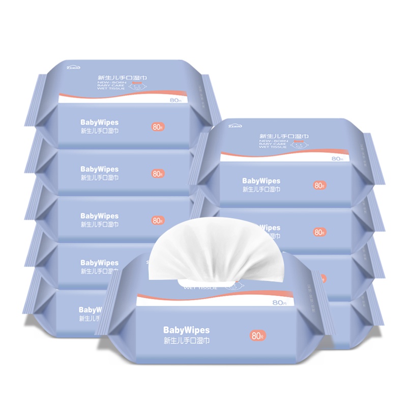 [足量80抽]云柔风婴幼儿湿巾新生手口专用屁宝宝幼儿湿巾纸80抽*5大包