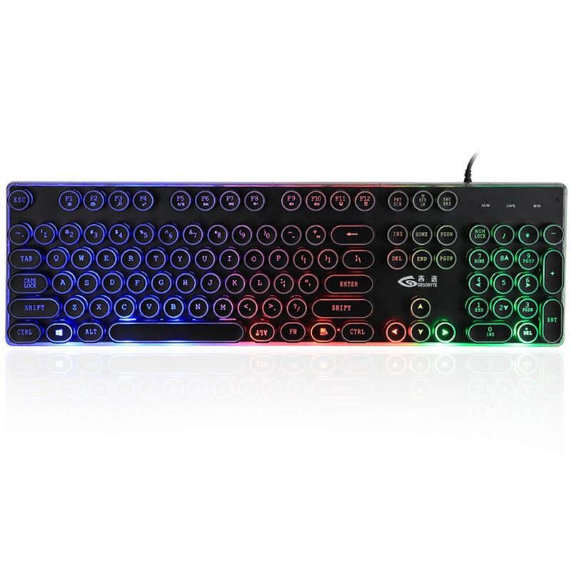 吉选(GESOBYTE)G12有线键盘 复古朋克悬浮键盘 仿机械手感 绝地求生吃鸡游戏 USB办公游戏吃鸡 黑色