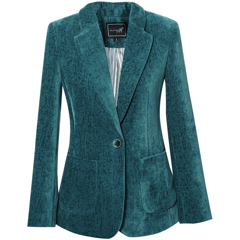 OUNIXUE欧昵雪 | [OL气质纯色小西装]秋冬季翻领一粒扣雪尔绒女士修身西服