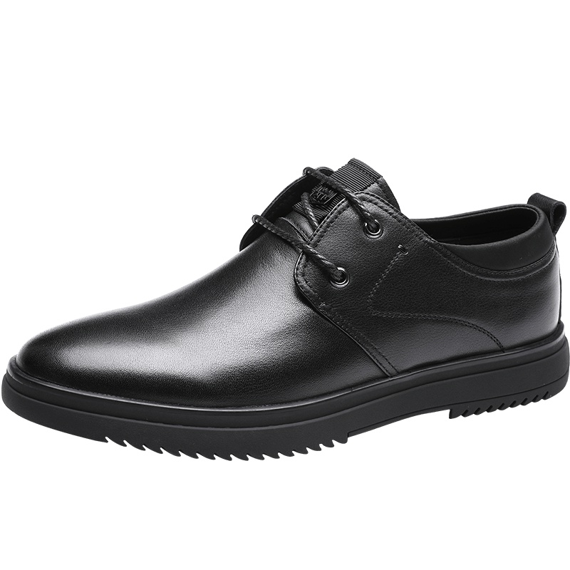 红蜻蜓男鞋秋季新款真皮商务休闲皮鞋青年系带懒人鞋子