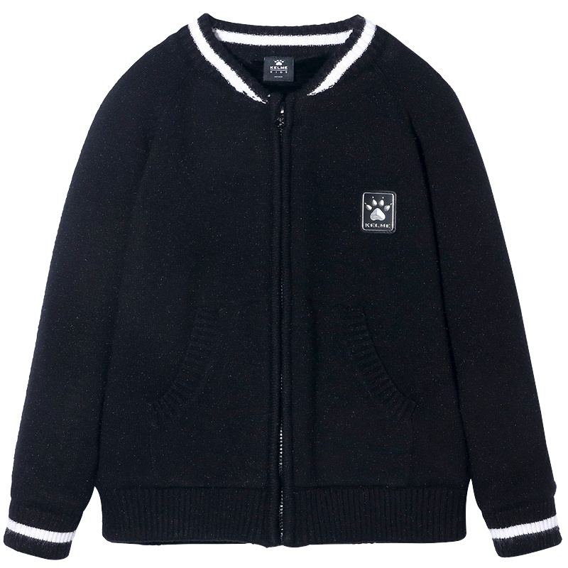 kelme（kids）童装春季新款男童毛衣外套儿童绒针织衫开衫中大童