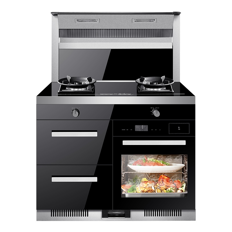 英国YUKIDA集成灶一体灶家用下排侧吸自动清洗蒸烤箱油烟机环保灶T313-90天然气900mm宽