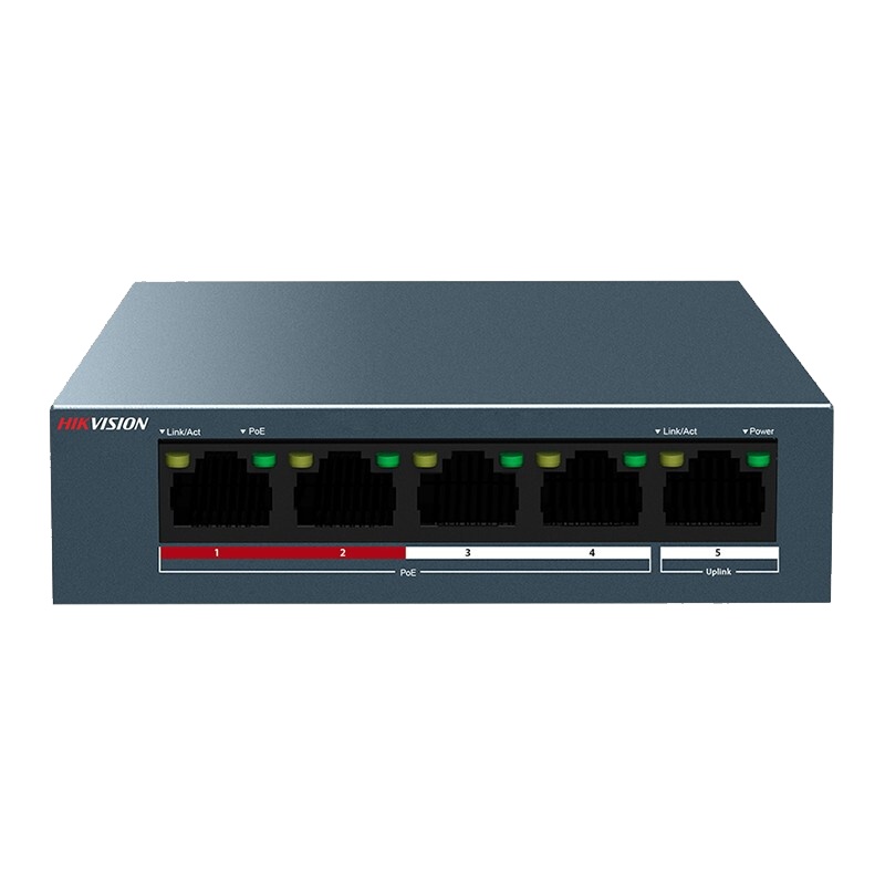 海康威视 POE交换机 5口百兆 监控交换机 非网管延长网线传输DS-3E0105P-E/M