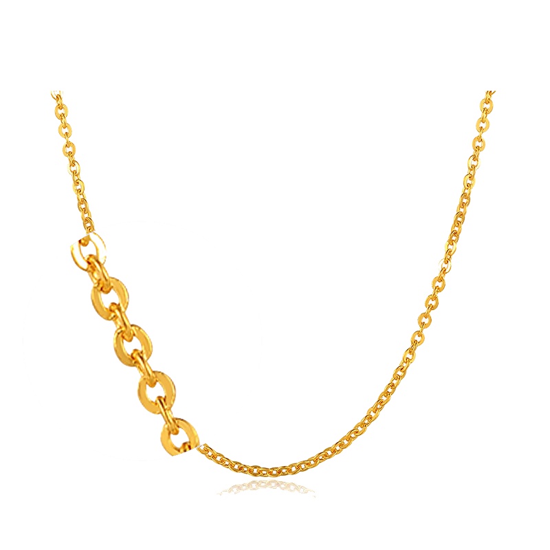 手拉手(Slaso)黄金项链 足金999女锁骨链百搭o字链细素链十字链 珠宝王国