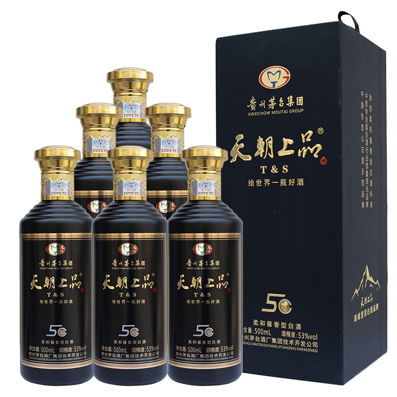 贵州茅台集团技开公司 天朝上品柔和酱香型白酒 53度5G商务用酒 整箱装 500ml*6瓶