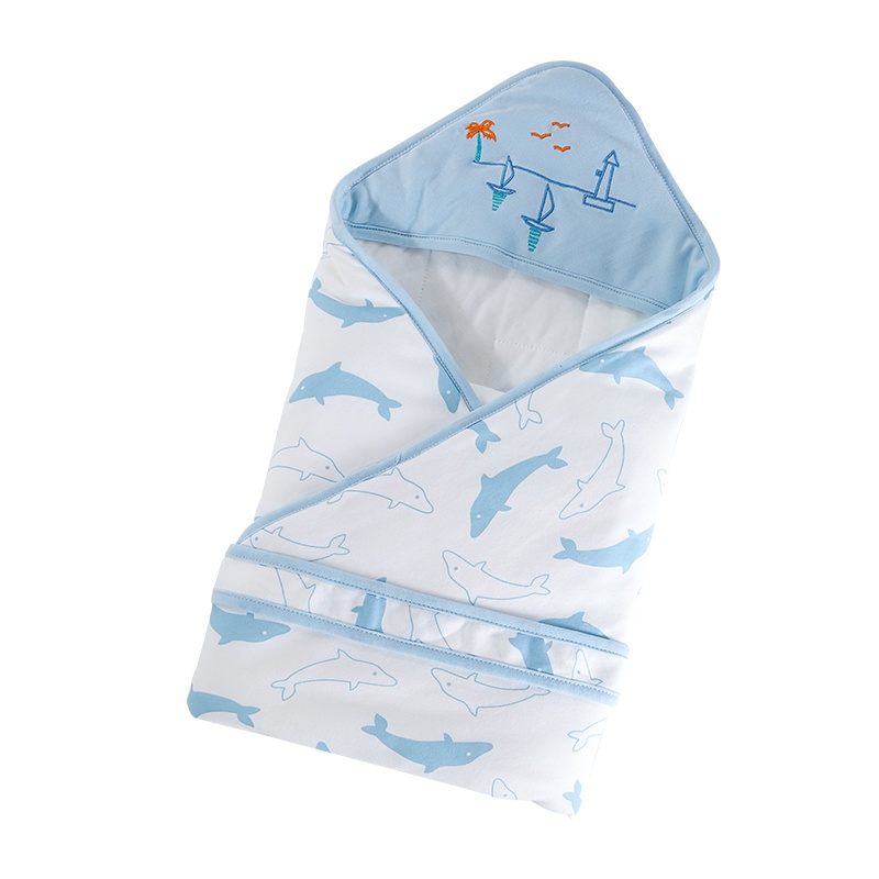 婴蓓天然彩棉婴儿保暖抱被新生儿棉被抱毯