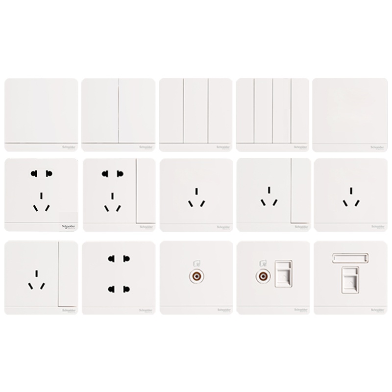 施耐德电气Schneider Electric开关插座家用86型绎尚系列镜瓷白五孔电源插座单控开关其他面板电视电脑