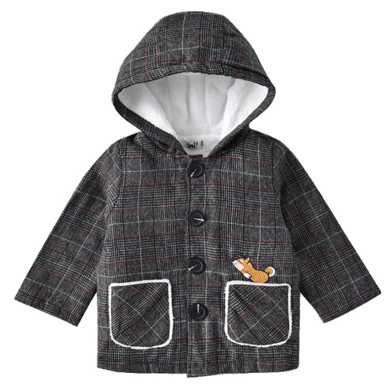 铅笔俱乐部童装2019秋冬新款男童连帽外套小童宝宝加绒加厚上衣