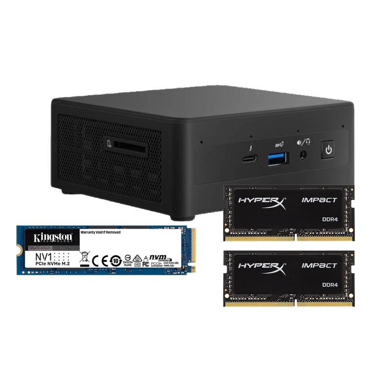 英特尔猎豹峡谷NUC11PAHi5厚款不带系统+2根Impact 3200 16G笔记本内存+NV1 500GB SSD固态硬盘 M.2接口(NVMe协议)
