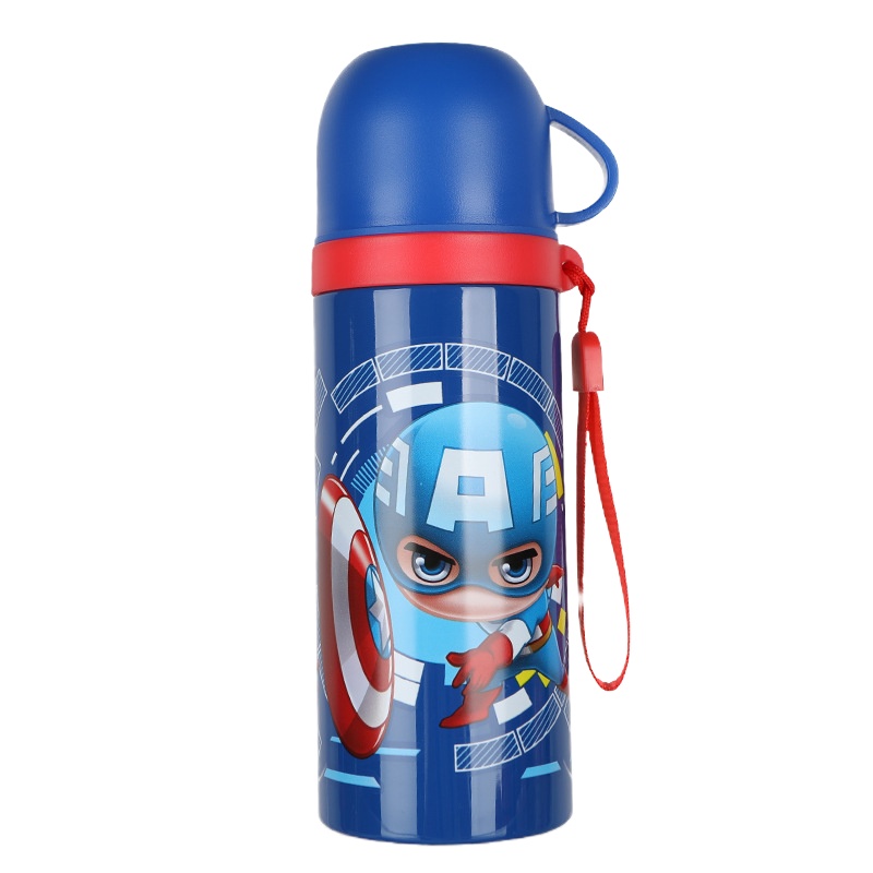 迪士尼真空双层幼儿园孕婴童保温用品卡通可爱男女小学生儿童304不锈钢保温水杯水壶-美国队长迪士尼真空双层保温杯400ML