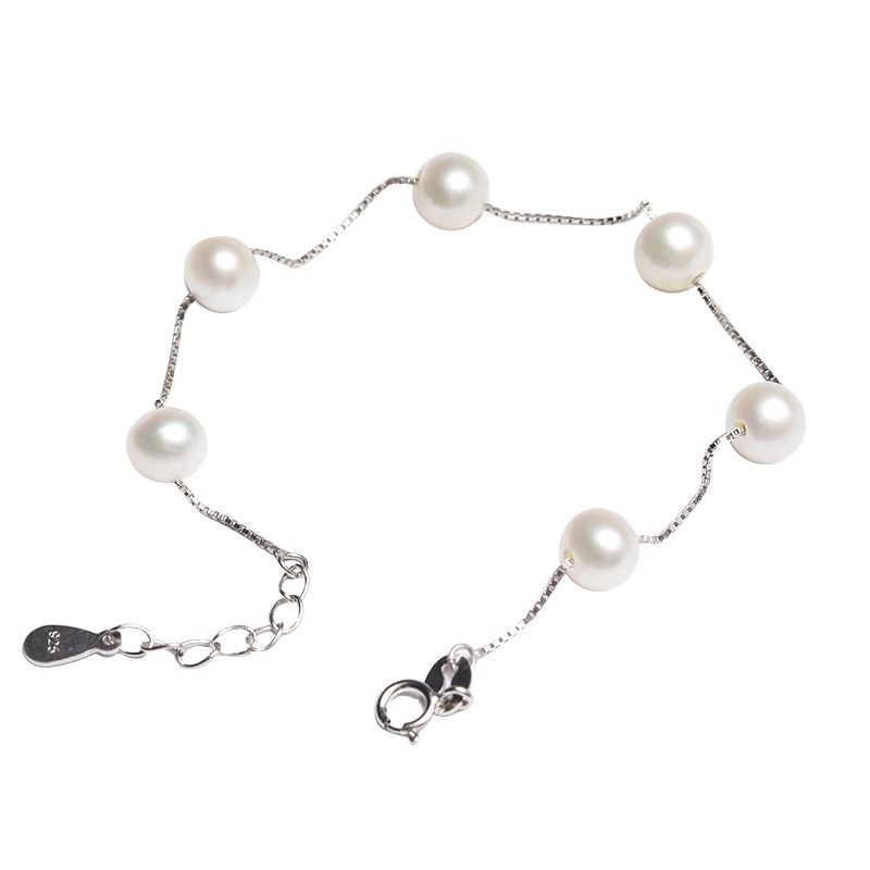月印百川 s925淡水珍珠近圆手链女款珍珠手链
