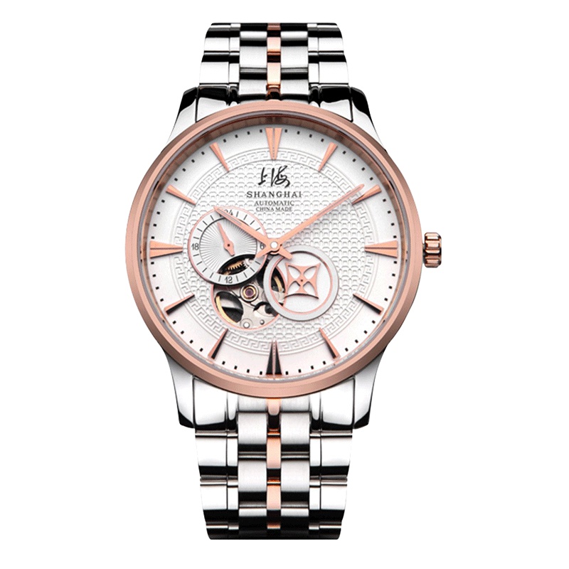上海手表上海牌手表男文化上海系列系列全自动机械男士手表国产透底休闲古铜钱浮雕手表男士防水大表盘725