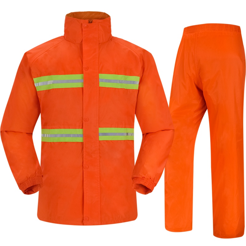 安全反光雨衣 交通执勤雨衣雨裤套装 防水透气交通雨衣 环卫工人雨衣 橘黄色 反光雨衣橘红色-02款XXL号-180身高
