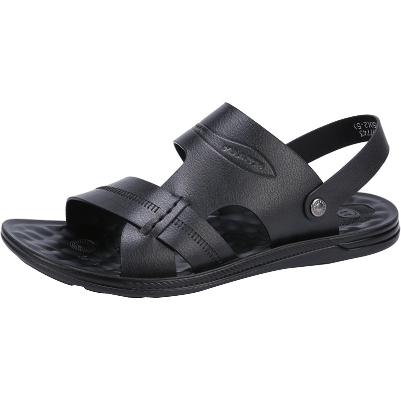 木林森男士真皮时尚凉鞋