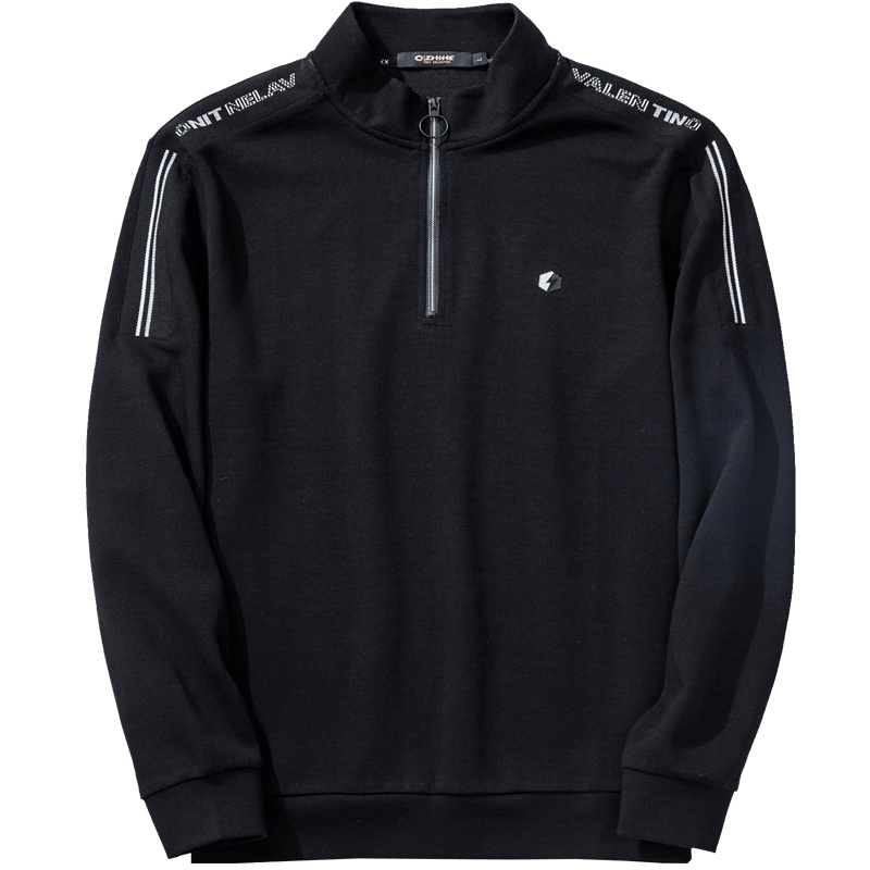 千纸鹤男士立领polo衫2019青年商务休闲长袖T恤男装上衣25126